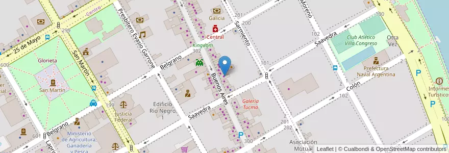 Mapa de ubicacion de Kiosco Casa López en 아르헨티나, 리오네그로주, Departamento Adolfo Alsina, Viedma, Viedma.