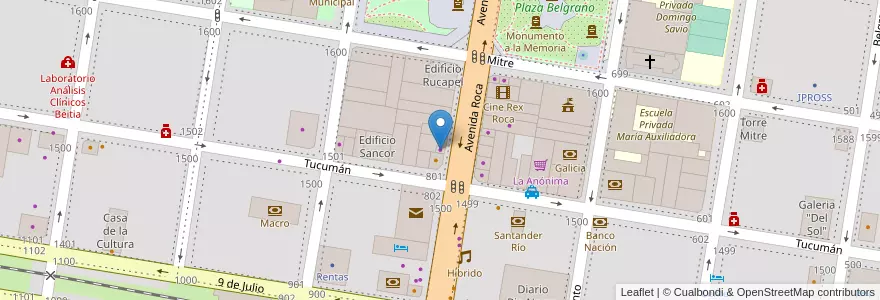 Mapa de ubicacion de Kiosco Central en الأرجنتين, ريو نيغرو, General Roca, Departamento General Roca, General Roca.