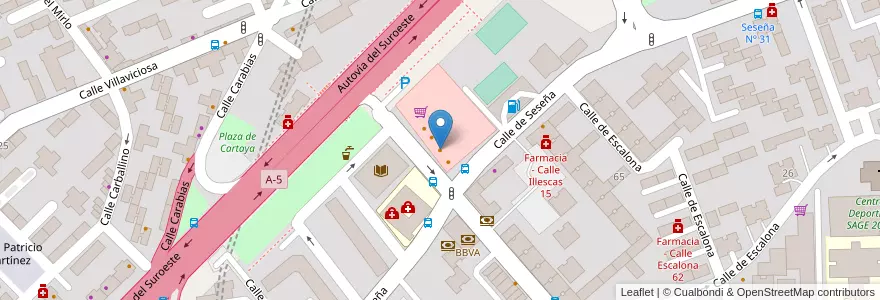 Mapa de ubicacion de Kiosco de Pizza en 스페인, Comunidad De Madrid, Comunidad De Madrid, Área Metropolitana De Madrid Y Corredor Del Henares, 마드리드.