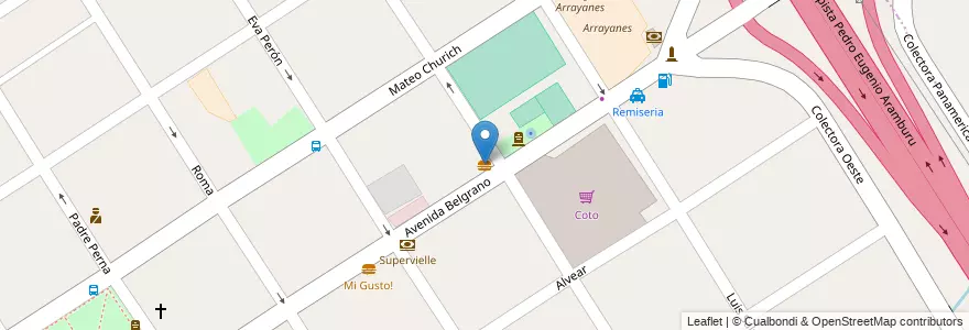 Mapa de ubicacion de Kiosco de Pizza en 阿根廷, 布宜诺斯艾利斯省, Partido De Escobar, Garín.