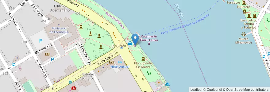 Mapa de ubicacion de Kiosco El Muelle en 阿根廷, 内格罗河省, Departamento Adolfo Alsina, Viedma.