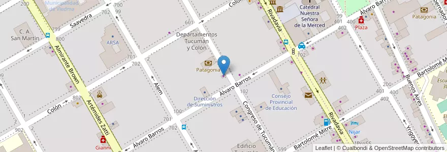 Mapa de ubicacion de Kiosco Homero en 아르헨티나, 리오네그로주, Departamento Adolfo Alsina, Viedma, Viedma.