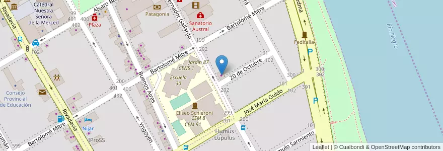 Mapa de ubicacion de Kiosco Lemos en 아르헨티나, 리오네그로주, Departamento Adolfo Alsina, Viedma, Viedma.