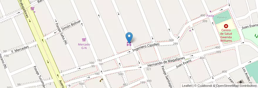 Mapa de ubicacion de Kiosco Mercado "Elliot" en 阿根廷, Chubut, Trelew, Departamento Rawson.