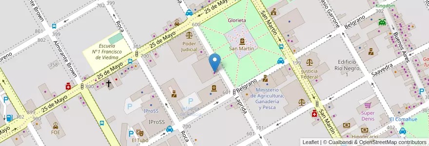 Mapa de ubicacion de Kiosco Plaza en Argentinien, Provinz Río Negro, Departamento Adolfo Alsina, Viedma, Viedma.