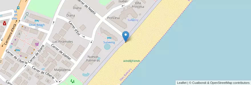 Mapa de ubicacion de Kiosk 4 en Espanha, Ilhas Baleares, España (Mar Territorial), Raiguer, Ilhas Baleares, Alcúdia.