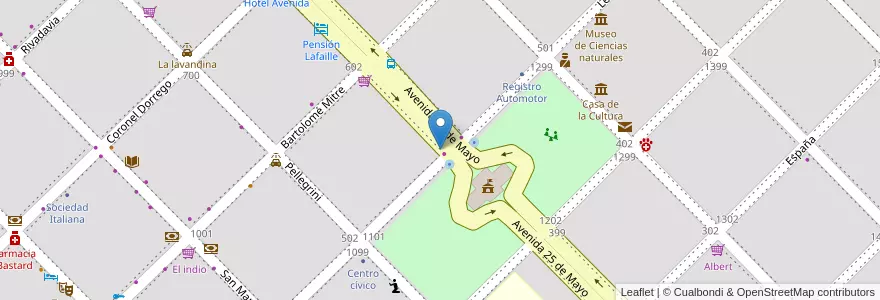 Mapa de ubicacion de Kiosko El pájaro en アルゼンチン, ブエノスアイレス州, Partido De Coronel Pringles, Coronel Pringles.
