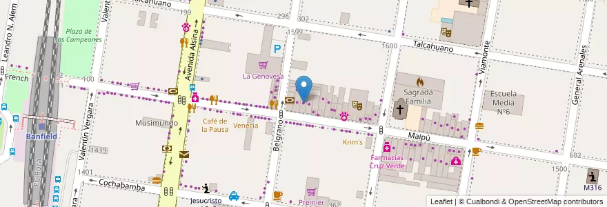 Mapa de ubicacion de Kit'n'Couch en アルゼンチン, ブエノスアイレス州, Partido De Lomas De Zamora, Banfield.