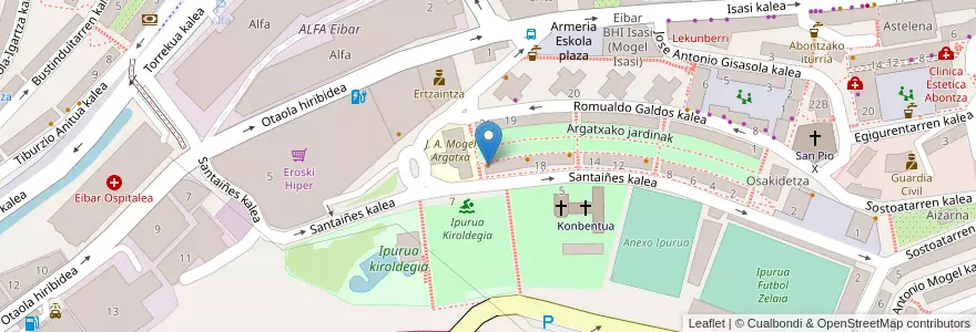 Mapa de ubicacion de Kitto en España, Euskadi, Gipuzkoa, Debabarrena, Eibar.