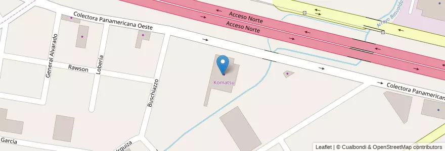 Mapa de ubicacion de Komatsu en الأرجنتين, بوينس آيرس, Partido De Tigre, Don Torcuato.