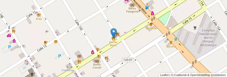 Mapa de ubicacion de Korner Resto en Argentinië, Buenos Aires, Partido De Berazategui, Berazategui.