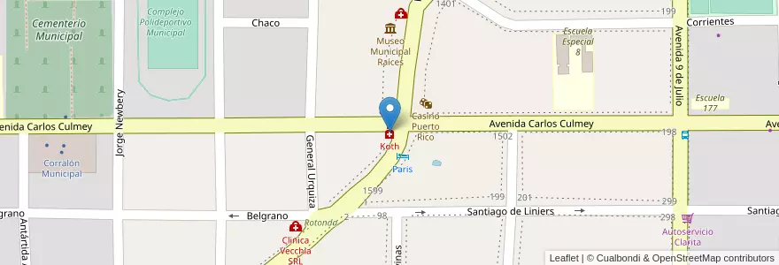 Mapa de ubicacion de Koth en Arjantin, Misiones, Departamento Libertador General San Martín, Municipio De Puerto Rico.