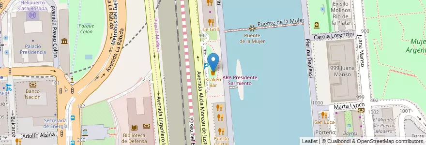Mapa de ubicacion de Kraken Bar, Puerto Madero en آرژانتین, Ciudad Autónoma De Buenos Aires, Comuna 1, Buenos Aires.