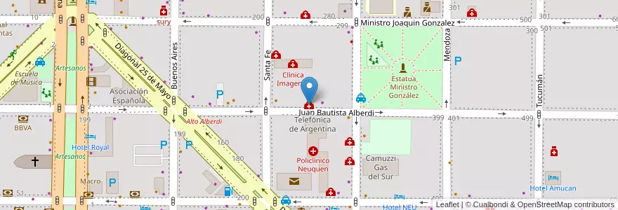 Mapa de ubicacion de Kranex en Аргентина, Чили, Неукен, Departamento Confluencia, Municipio De Neuquén, Neuquén.