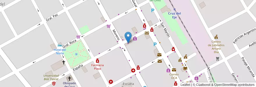 Mapa de ubicacion de Kreaciones Noelia en الأرجنتين, Córdoba, Departamento Cruz Del Eje, Municipio De Cruz Del Eje, Pedanía Cruz Del Eje, Cruz Del Eje.
