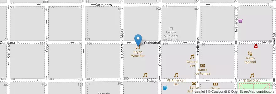 Mapa de ubicacion de Kryon Wine Bar en 阿根廷, La Pampa, Municipio De Santa Rosa, Departamento Capital, Santa Rosa.