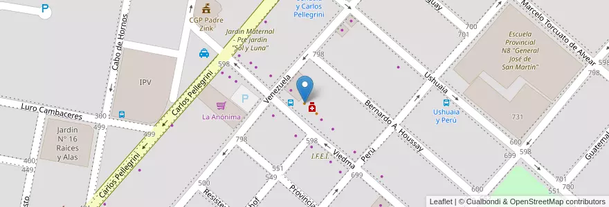 Mapa de ubicacion de Ksanuova Pizza Bar en Argentinien, Feuerland, Chile, Río Grande, Departamento Río Grande.