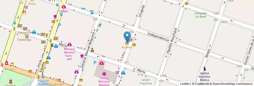 Mapa de ubicacion de Kushiro en الأرجنتين, بوينس آيرس, Partido De Moreno, Moreno.