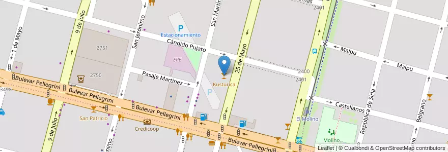 Mapa de ubicacion de Kusturica en Arjantin, Santa Fe, Departamento La Capital, Santa Fe Capital, Santa Fe.