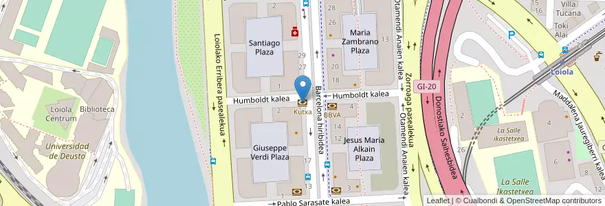 Mapa de ubicacion de Kutxa en 西班牙, 巴斯克, Gipuzkoa, Donostialdea, Donostia/San Sebastián.