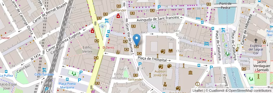 Mapa de ubicacion de Kutxabank en Spain, Catalonia, Girona, Gironès, Girona.