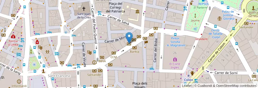 Mapa de ubicacion de kutxabank en İspanya, Comunitat Valenciana, València / Valencia, Comarca De València, València.