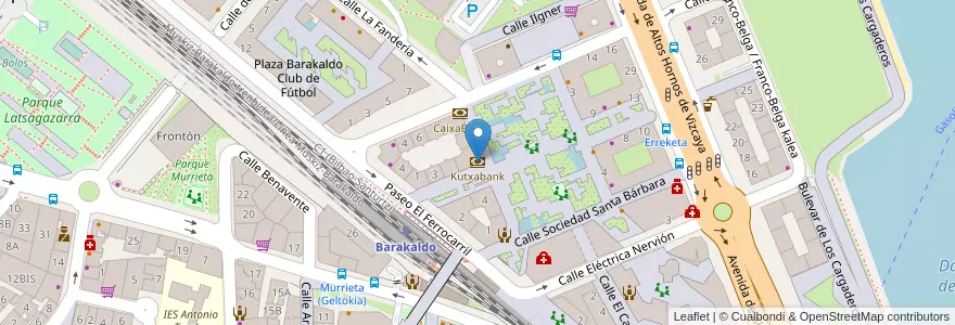 Mapa de ubicacion de Kutxabank en İspanya, Bask Bölgesi, Bizkaia, Bilboaldea, Barakaldo.