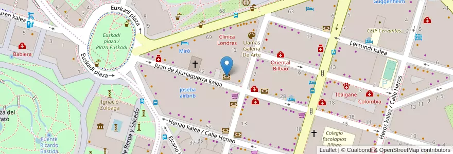 Mapa de ubicacion de Kutxabank en Espagne, Pays Basque Autonome, Biscaye, Grand-Bilbao, Bilbao.