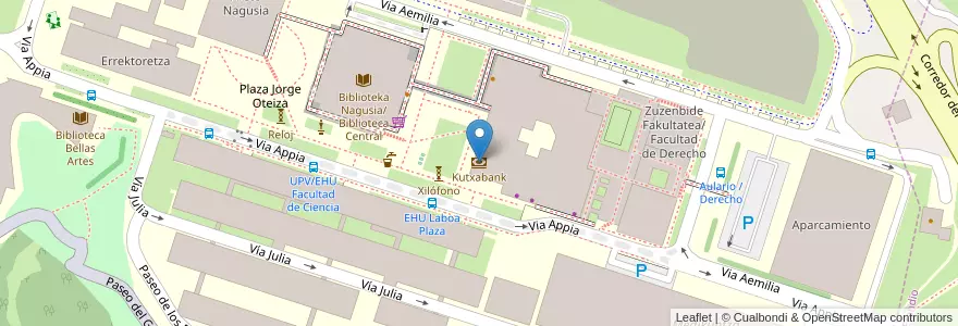 Mapa de ubicacion de Kutxabank en España, Euskadi, Bizkaia, Bilboaldea.