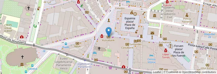 Mapa de ubicacion de Kutxabank en Spanien, Autonome Gemeinschaft Baskenland, Araba/Álava, Gasteizko Kuadrilla/Cuadrilla De Vitoria, Vitoria-Gasteiz.