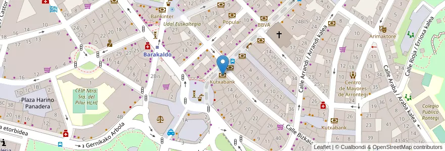 Mapa de ubicacion de Kutxabank en 西班牙, 巴斯克, 比斯开, Bilboaldea, Barakaldo.