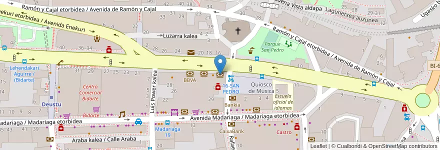Mapa de ubicacion de Kutxabank en Spanje, Baskenland, Biskaje, Bilboaldea, Bilbao.