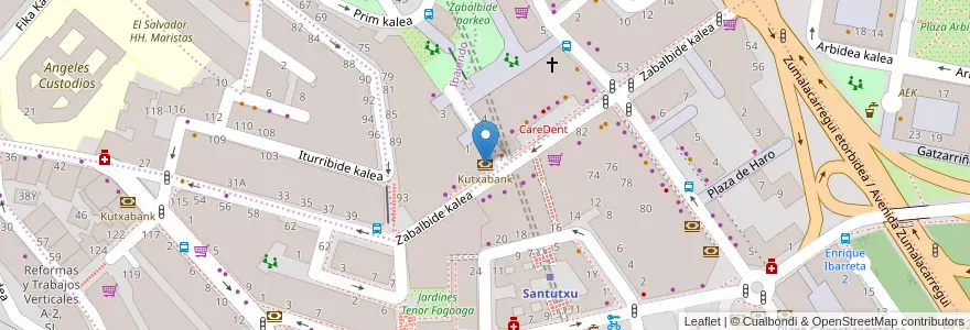 Mapa de ubicacion de Kutxabank en 西班牙, 巴斯克, 比斯开, Bilboaldea, 毕尔巴鄂.