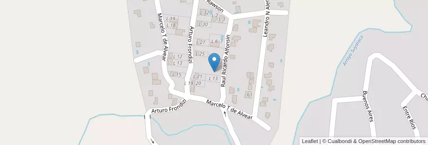 Mapa de ubicacion de L 12 en آرژانتین, Córdoba, Departamento Colón, Pedanía San Vicente, Municipio De Agua De Oro.