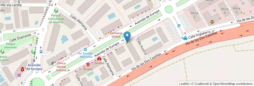 Mapa de ubicacion de L' Altro Mondo en Испания, Мадрид, Мадрид, Área Metropolitana De Madrid Y Corredor Del Henares, Pozuelo De Alarcón.