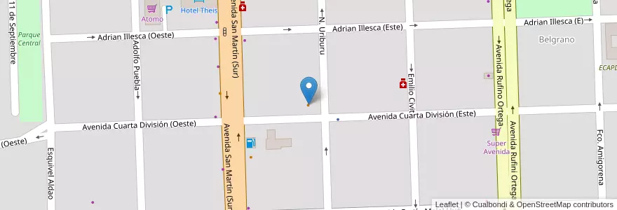 Mapa de ubicacion de L' Martina en アルゼンチン, チリ, メンドーサ州, Departamento Malargüe, Distrito Ciudad De Malargüe.