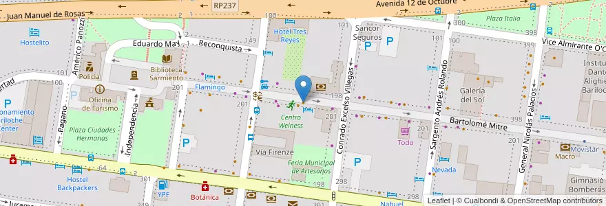 Mapa de ubicacion de la 10 empanadas en Arjantin, Şili, Río Negro, Departamento Bariloche, Municipio De San Carlos De Bariloche, San Carlos De Bariloche.