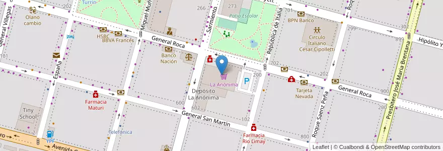 Mapa de ubicacion de La Anónima en Аргентина, Чили, Рио-Негро, Cipolletti, Departamento General Roca.
