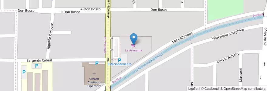 Mapa de ubicacion de La Anónima en الأرجنتين, تشيلي, نيوكوين, Departamento Confluencia, Municipio De Plottier, Plottier.