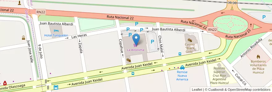 Mapa de ubicacion de La Anónima en Argentina, Chile, Wilayah Neuquén, Departamento Confluencia, Municipio De Plaza Huincul, Plaza Huincul.