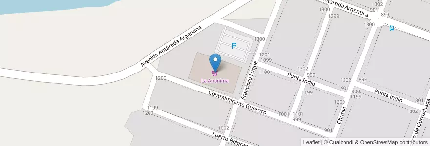 Mapa de ubicacion de La Anónima en الأرجنتين, تشيلي, شوبوت, Departamento Escalante, Rada Tilly.