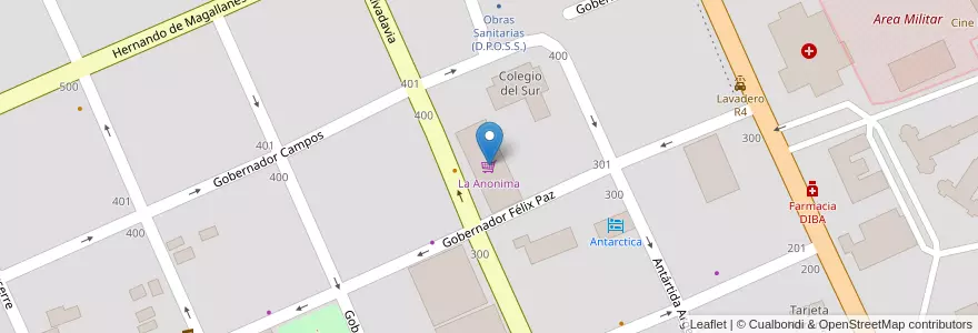 Mapa de ubicacion de La Anonima en Argentinien, Departamento Ushuaia, Chile, Feuerland, Ushuaia.