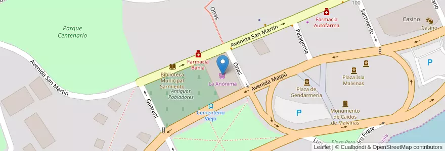 Mapa de ubicacion de La Anónima en アルゼンチン, Departamento Ushuaia, チリ, ティエラ・デル・フエゴ州, Ushuaia.