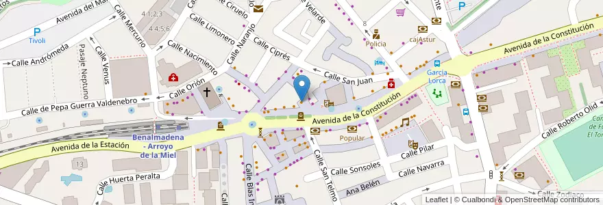 Mapa de ubicacion de La Avenida en スペイン, アンダルシア州, Málaga, Costa Del Sol Occidental, Benalmádena.