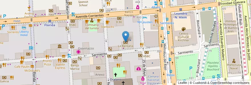 Mapa de ubicacion de La Bancana, San Nicolas en آرژانتین, Ciudad Autónoma De Buenos Aires, Comuna 1, Buenos Aires.
