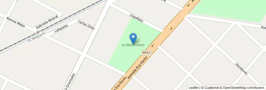 Mapa de ubicacion de La Benevoleza en アルゼンチン, ブエノスアイレス州, Partido De Merlo, Libertad.