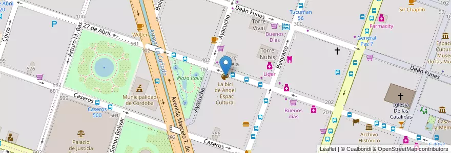 Mapa de ubicacion de La bici de Angel - Espac Cultural en 아르헨티나, Córdoba, Departamento Capital, Pedanía Capital, Córdoba, Municipio De Córdoba.