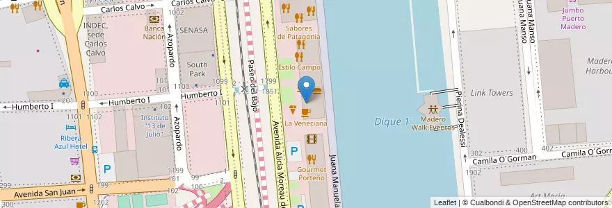 Mapa de ubicacion de La Bistecca, Puerto Madero en 阿根廷, Ciudad Autónoma De Buenos Aires, Comuna 1, 布宜诺斯艾利斯.