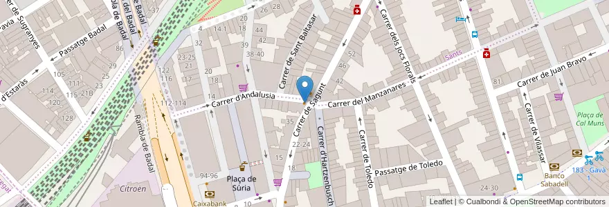 Mapa de ubicacion de La Bodegueta de Sants en İspanya, Catalunya, Barcelona, Barcelonès, Barcelona.
