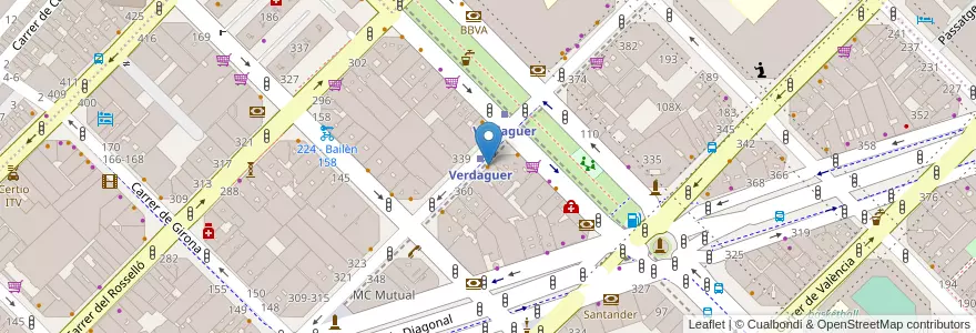 Mapa de ubicacion de La bodegueta de Verdaguer en 西班牙, Catalunya, Barcelona, Barcelonès, Barcelona.